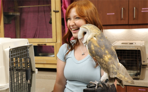 a person holding a bird