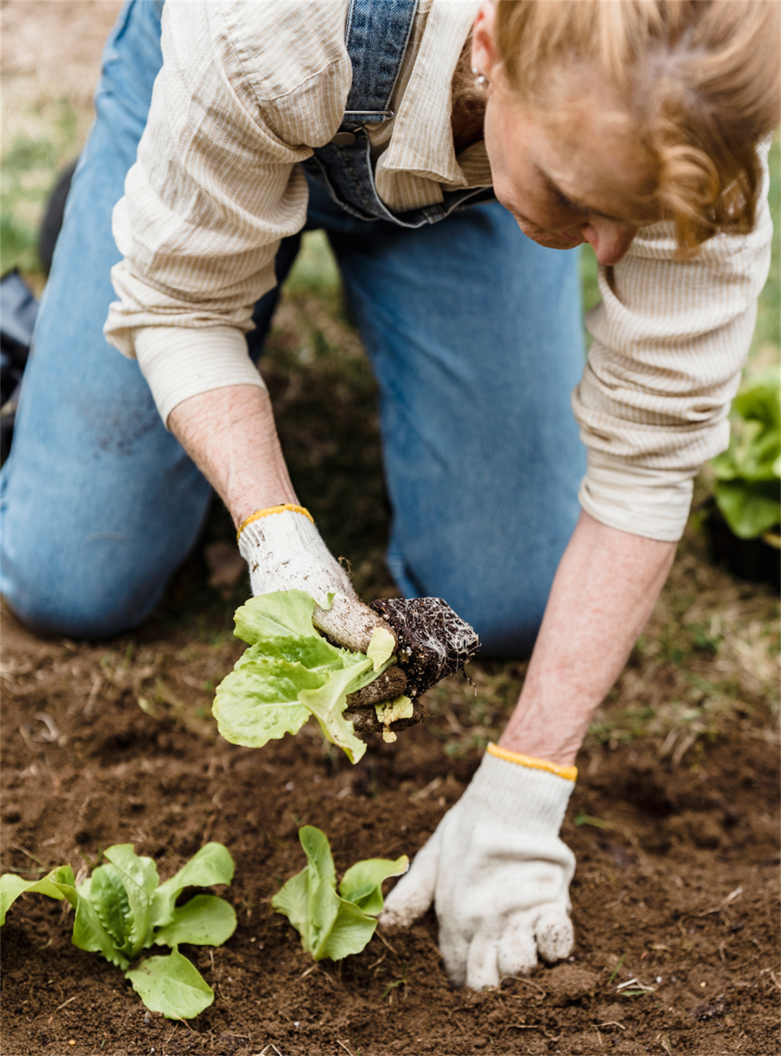 A woman gardening